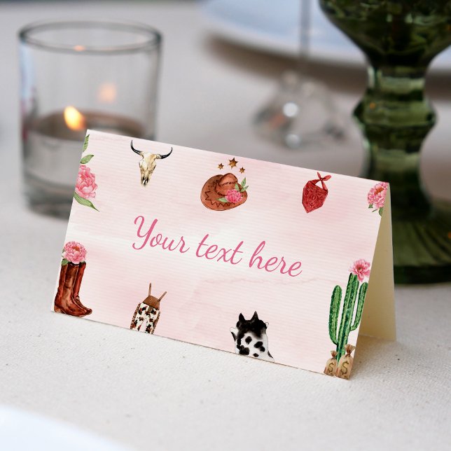 Carte De Placement Western First Rodeo Cowgirl Carte de lieu d'annive (Créateur téléchargé)