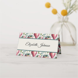Carte De Placement Whimsical Pink Strawberry Nom de l'invité d'été