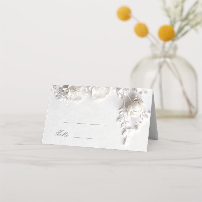 Carte De Placement White 3D Flowers Wedding (Devant)