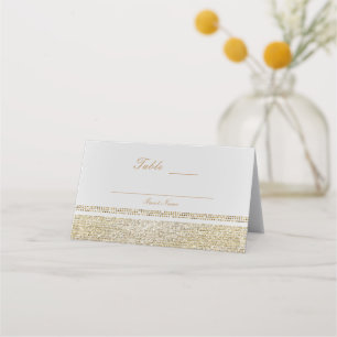 Carte De Placement White & Sparking Gold Glam Chic Party Numéro de ta