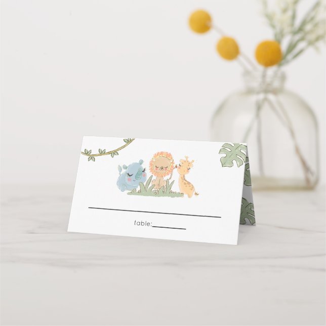 Carte De Placement Wild One Sur Le Chemin Safari Animaux Baby shower (Devant)