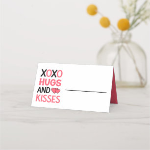 Carte De Placement XOXO Embrasse Kisses Love Fête des mariées Mariage