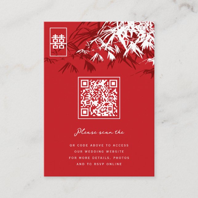 Carte De Placement Zen Bamboo Feuille double bonheur Mariage chinois (Devant)