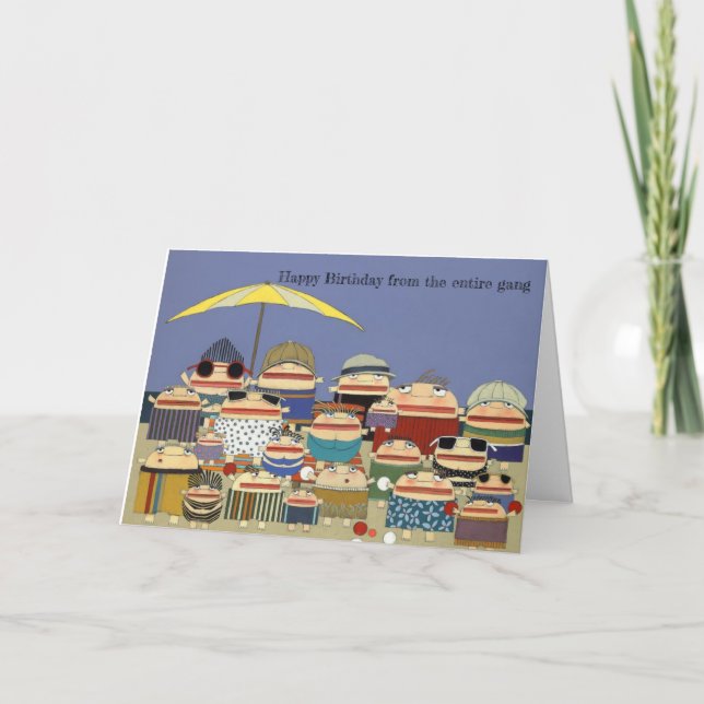 carte de plage d'anniversaire du groupe (Devant)