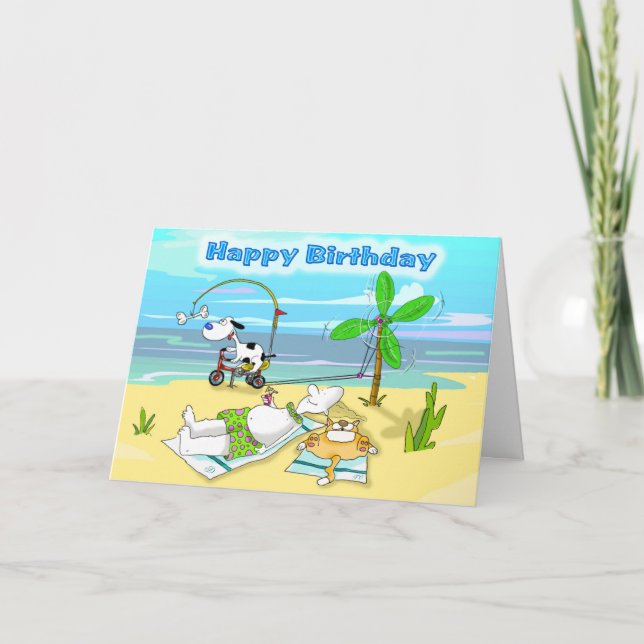 carte de plage d'anniversaire heureux (Devant)