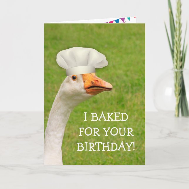 Carte de plaisance de gâteau d'oie et d'anniversai (Devant)