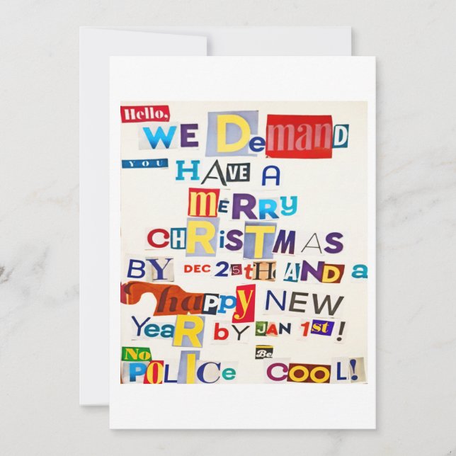 Carte de plaisanterie de Noël Ransom Note (Devant)