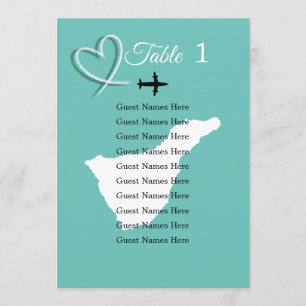 Carte de plan de mariage de destination Tenerife