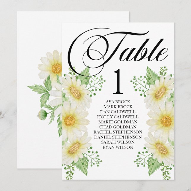 Carte de plan de table calligraphie charmante (Devant / Derrière)