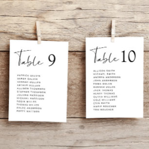 Carte de plan de table de mariage à écriture moder