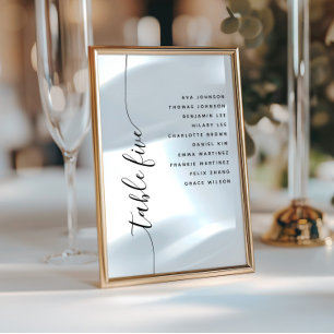 Carte de plan de table de mariage à écriture verti