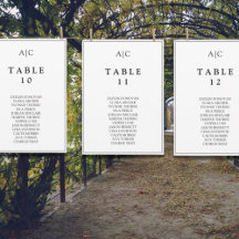 Carte de plan de table de mariage à monogramme bla