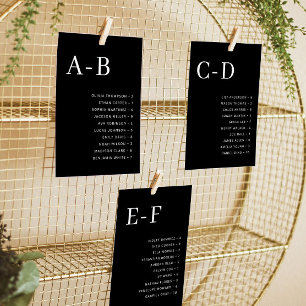 Carte de plan de table de mariage alphabétique noi