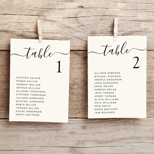 Carte de plan de table de mariage Chic Script (Créateur téléchargé)