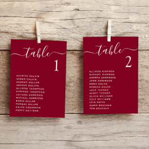 Carte de plan de table de mariage Chic Script