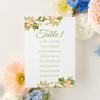 Carte de plan de table de mariage Citrus Orange Fr