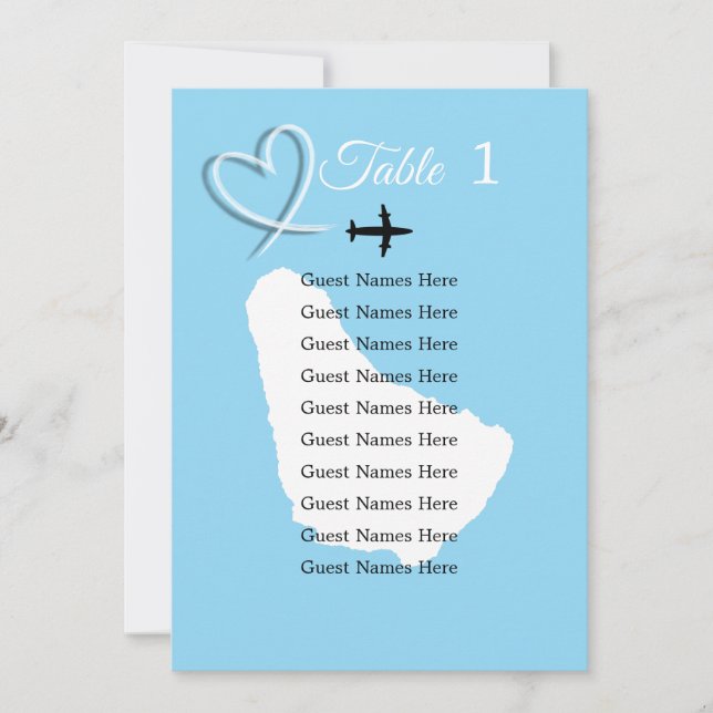 Carte de plan de table de mariage de destination B (Devant)