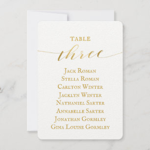 Carte de plan de table de mariage en calligraphie 