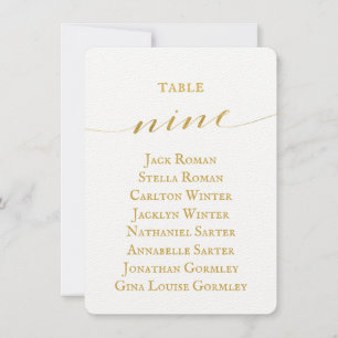 Carte de plan de table de mariage en calligraphie