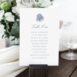 Carte de plan de table de mariage en chêne bleu vi