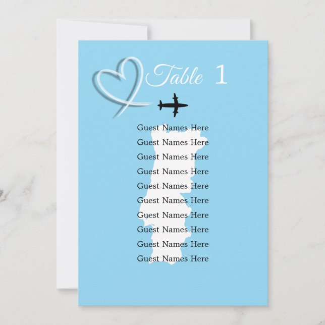 Carte de plan de table de mariage Portugal de dest (Devant)