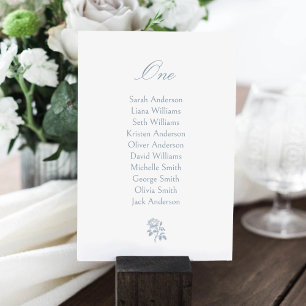 Carte de plan de table de mariage Rose Bleu Poussi