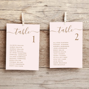 Carte de plan de table de mariage rose chic écritu