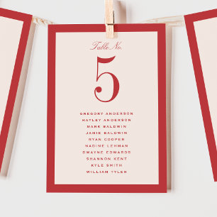 Carte de plan de table de mariage rouge