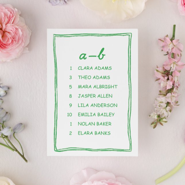 Carte de plan de table de mariage Simple Green Doo (Créateur téléchargé)