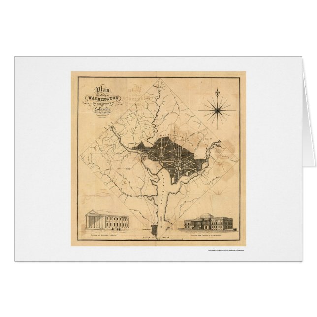 Carte de plan de ville de Washington DC par Lizars (Devant horizontal)