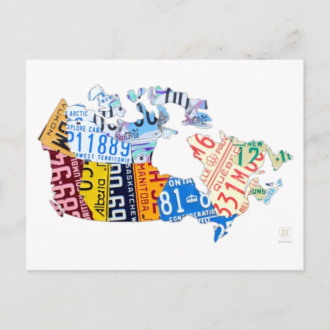 Carte de plaque de licence du Canada sur carte pos (Devant)