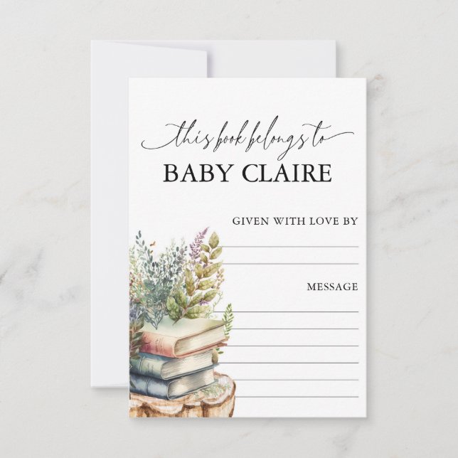 Carte de plaque de livre pour Baby Shower de livre (Devant)