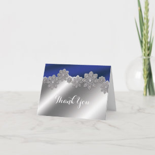 Carte de pliage d'hiver Silver & Blue Crystal