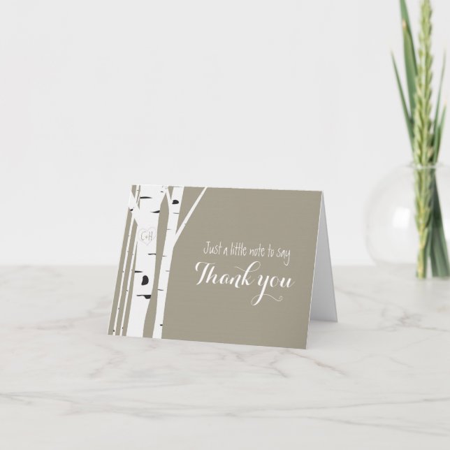 Carte de pliage en Merci sculpté Rustique Birch Tr (Devant)