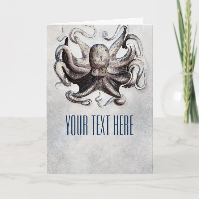 Carte de pliage marine de salutation Octopus Beach (Devant)