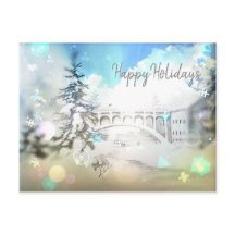Carte de plume au crayon Happy Holidays