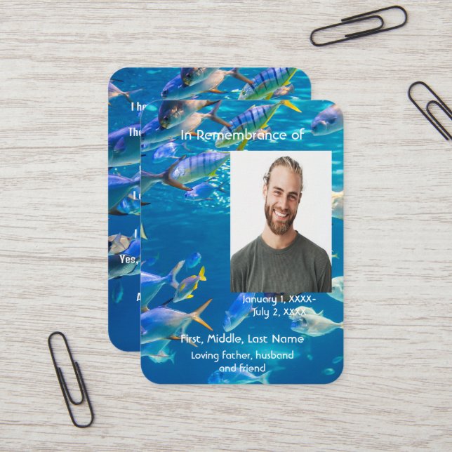 Carte de poche Memorial Aquarium Plongée Poisson t (Devant/Arrière en situation)