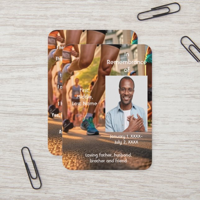 Carte de poche Memorial Athlete Marathon Running R (Devant/Arrière en situation)