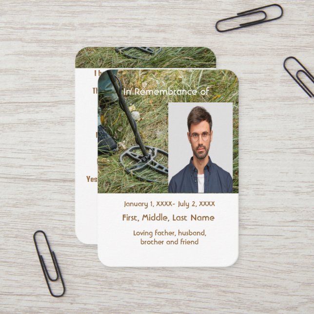 Carte de poche mémoriale Détection du métal (Devant/Arrière en situation)