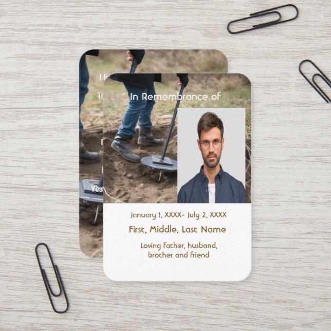 Carte de poche mémoriale Détection du métal (Devant/Arrière en situation)