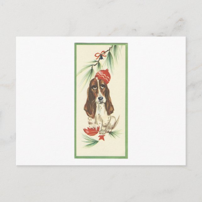 Carte de poche Vintage Christmas Basset (Devant)