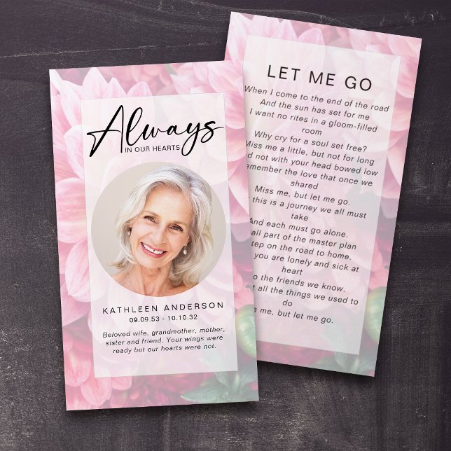 Carte de poème funéraire | Floral Dahlias (Créateur téléchargé)