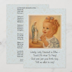 Carte de poésie catholique de prière de la Vierge 