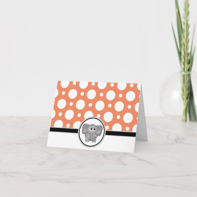 Carte de point Orange Polka personnalisée pour élé (Devant)