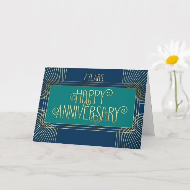 Carte de police Art déco du 7e anniversaire de l'e (Petite plante)