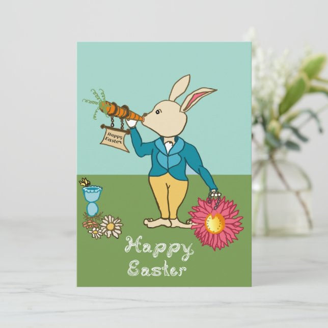 Carte de police de tissu de Pâques de lapin blanc (Debout devant)