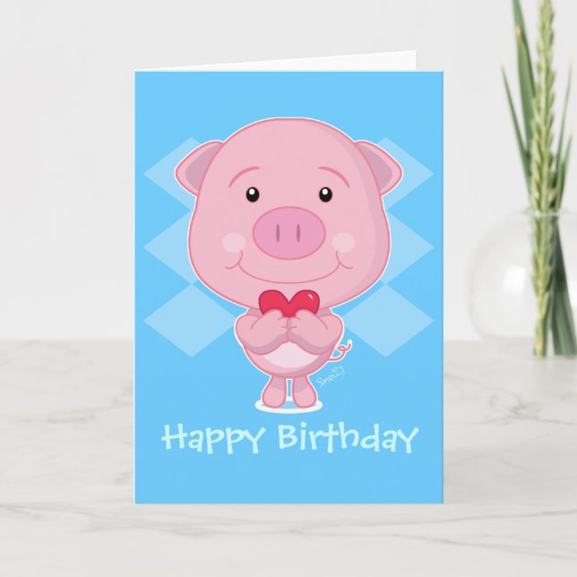 Carte de porc d'anniversaire (Devant)