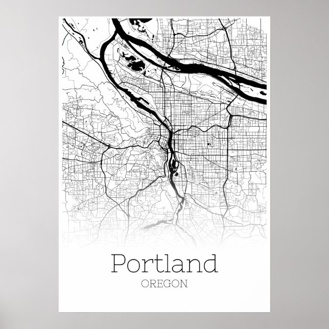 Carte de Portland - Oregon - Poster de carte de vi (Devant)