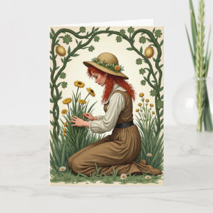Carte de portrait de vigne florale