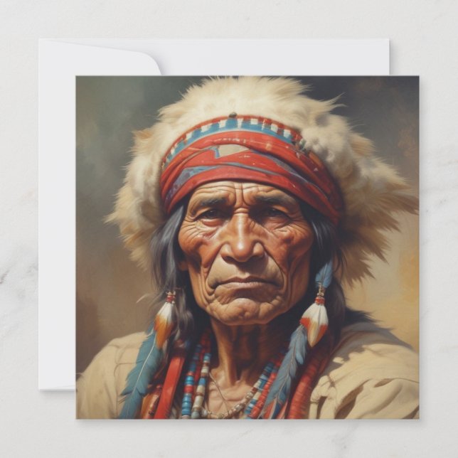 Carte de portrait en chef guerrier indien Geronimo (Devant)